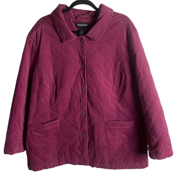 Darling Horse Collection Plus Size 2X Pink Quilted Chore Jacket Collared - Picture 1 of 7